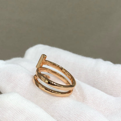 [Marins]T WIRE DOUBLE ROWS RING PINK GOLD