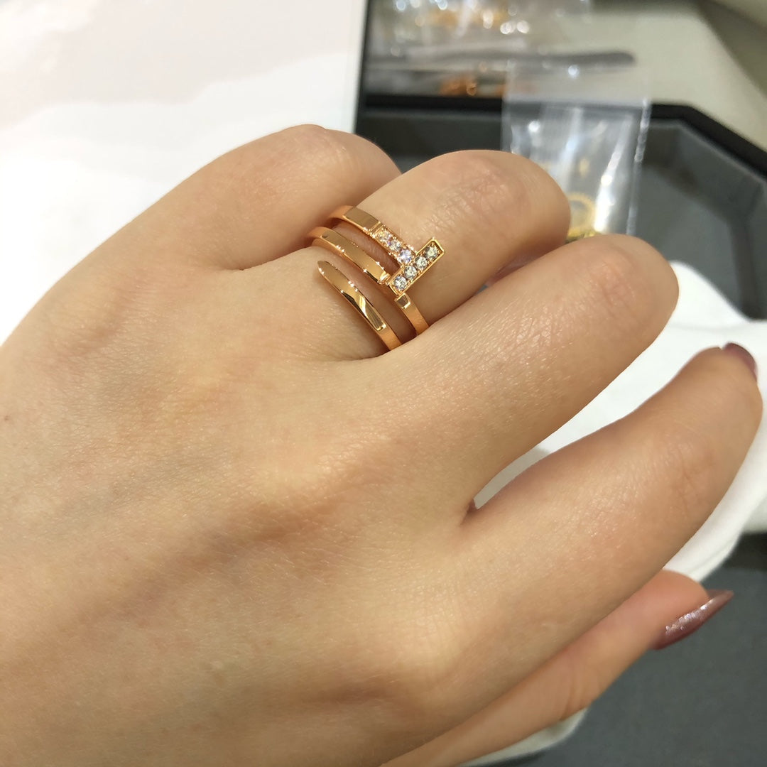 [Marins]T WIRE DOUBLE ROWS RING PINK GOLD