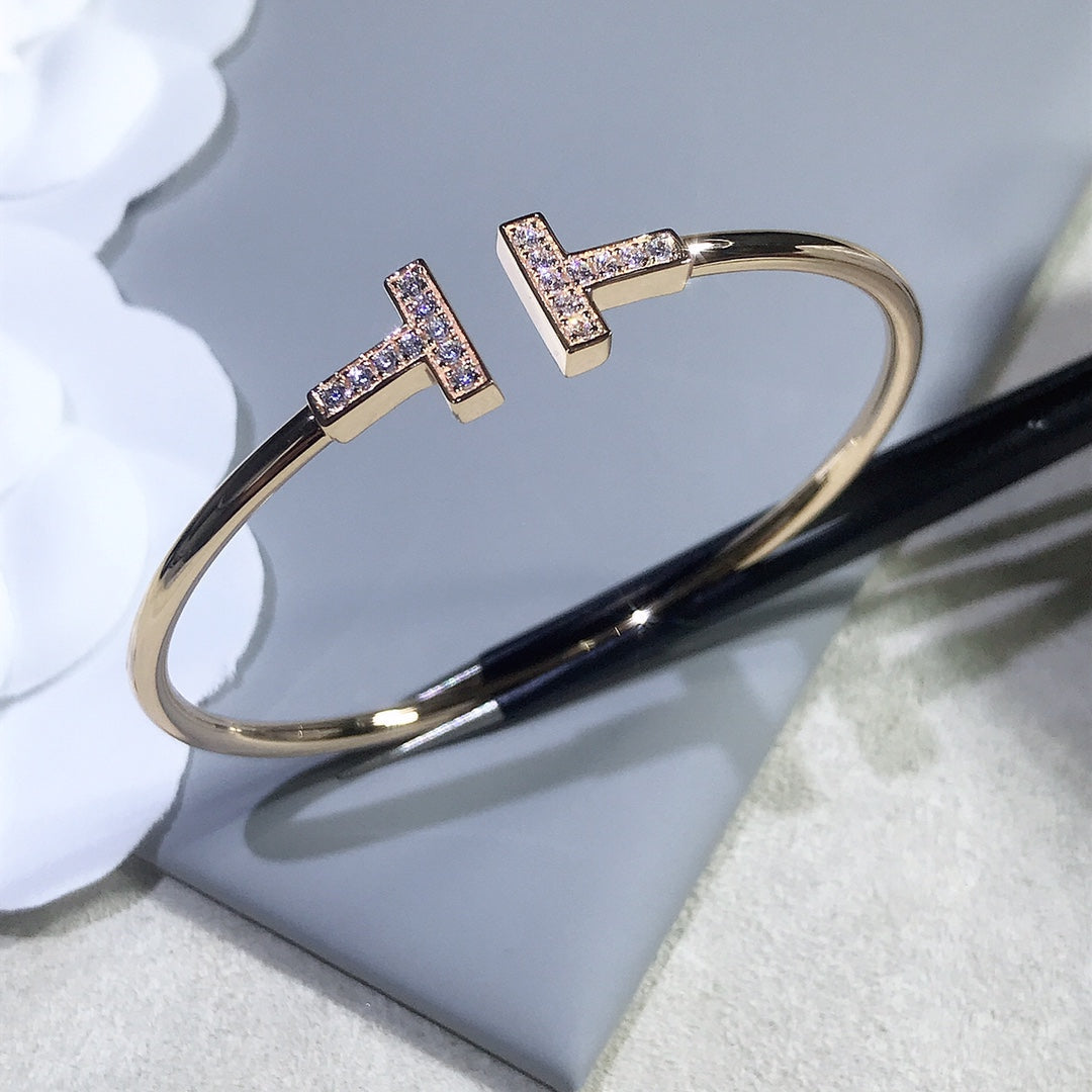 [Marins]T BRACELET PINK GOLD 1.8MM DIAMOND