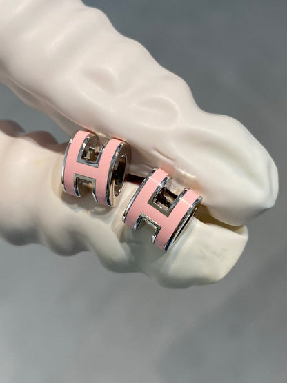 [Marins]MINI POP H SILVER EARRINGS PINK