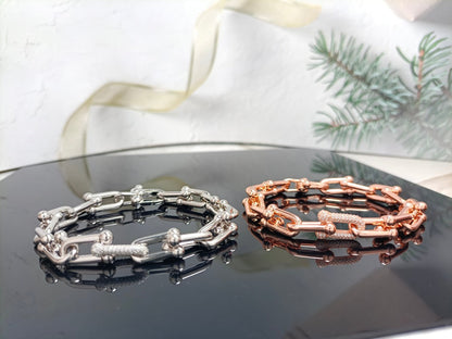 [Marins]HARDWEAR BRACELET PINK GOLD AND SILVER DIAMOND