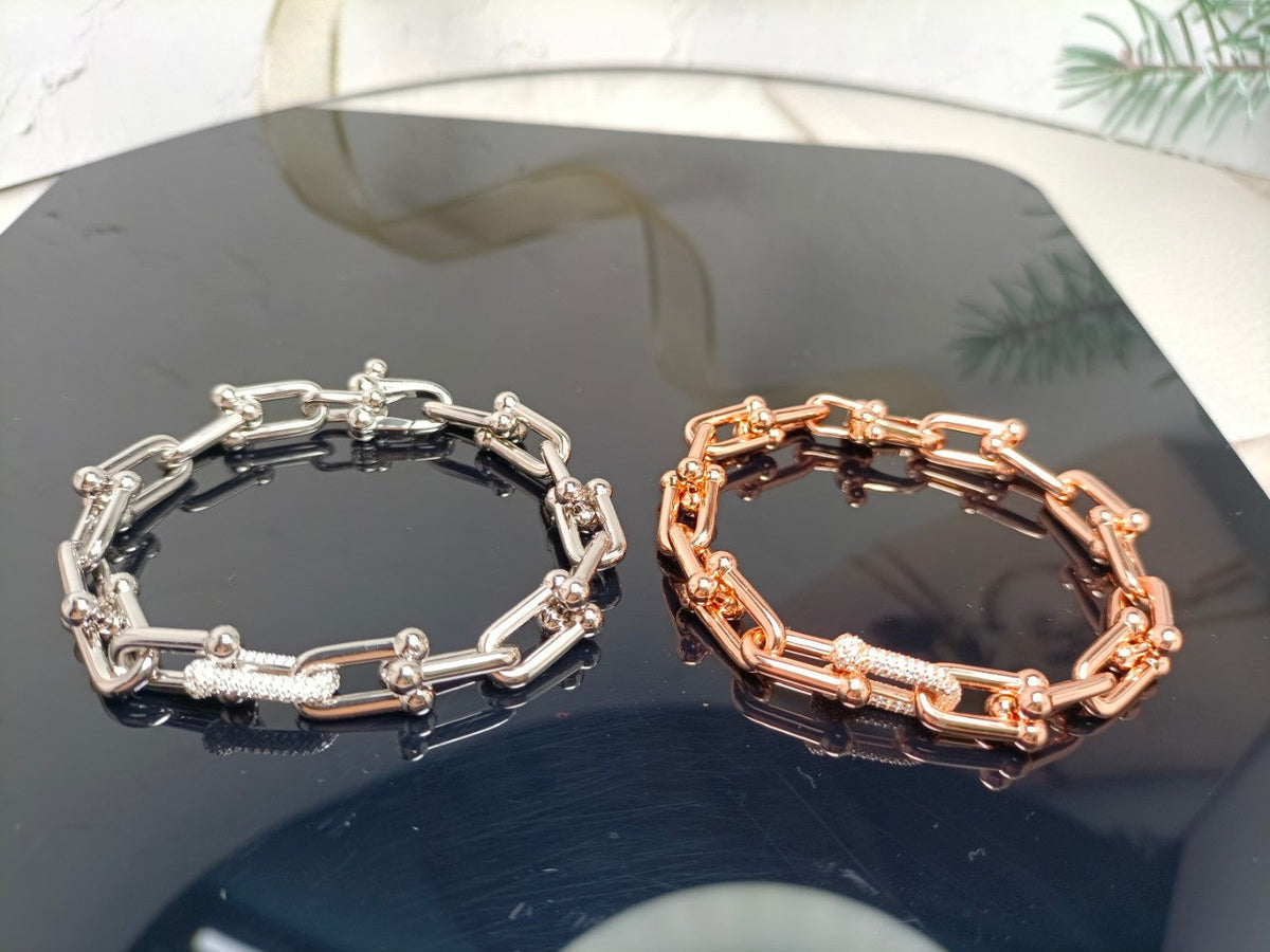 [Marins]HARDWEAR BRACELET PINK GOLD AND SILVER DIAMOND