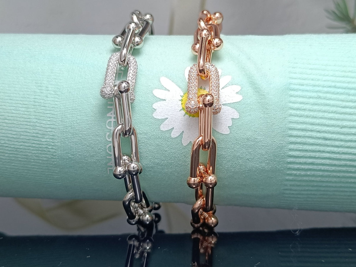 [Marins]HARDWEAR BRACELET PINK GOLD AND SILVER DIAMOND