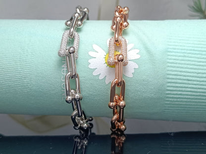 [Marins]HARDWEAR BRACELET PINK GOLD AND SILVER DIAMOND