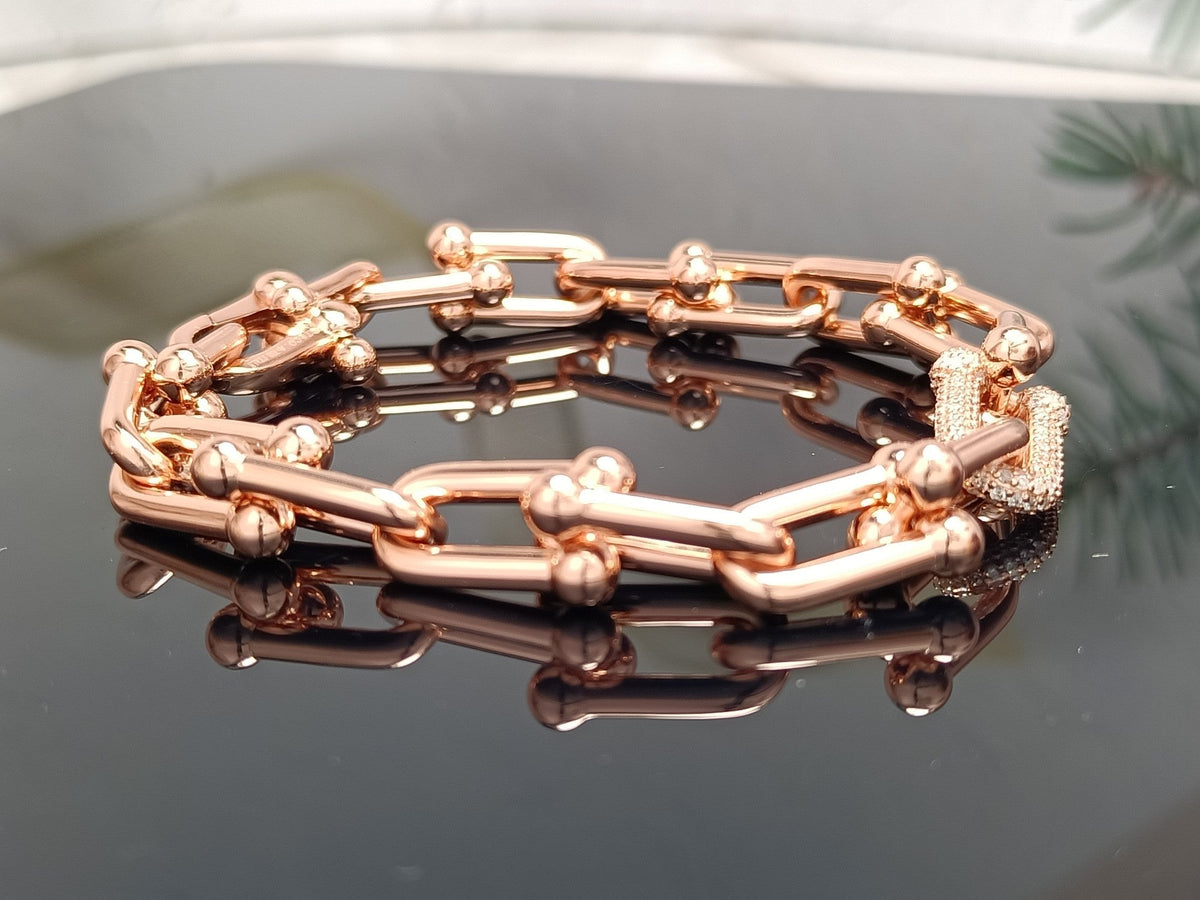[Marins]HARDWEAR BRACELET PINK GOLD AND SILVER DIAMOND
