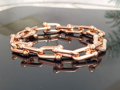[Marins]HARDWEAR BRACELET PINK GOLD AND SILVER DIAMOND