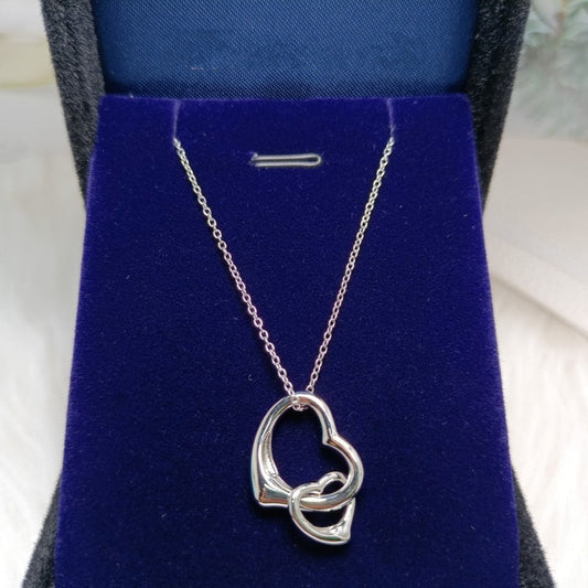 [Marins]DOUBLE HEART SILVER NECKLACE