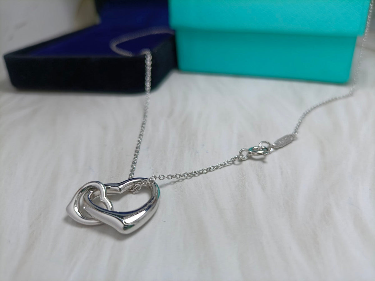 [Marins]DOUBLE HEART SILVER NECKLACE