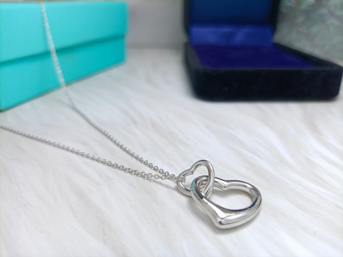 [Marins]DOUBLE HEART SILVER NECKLACE
