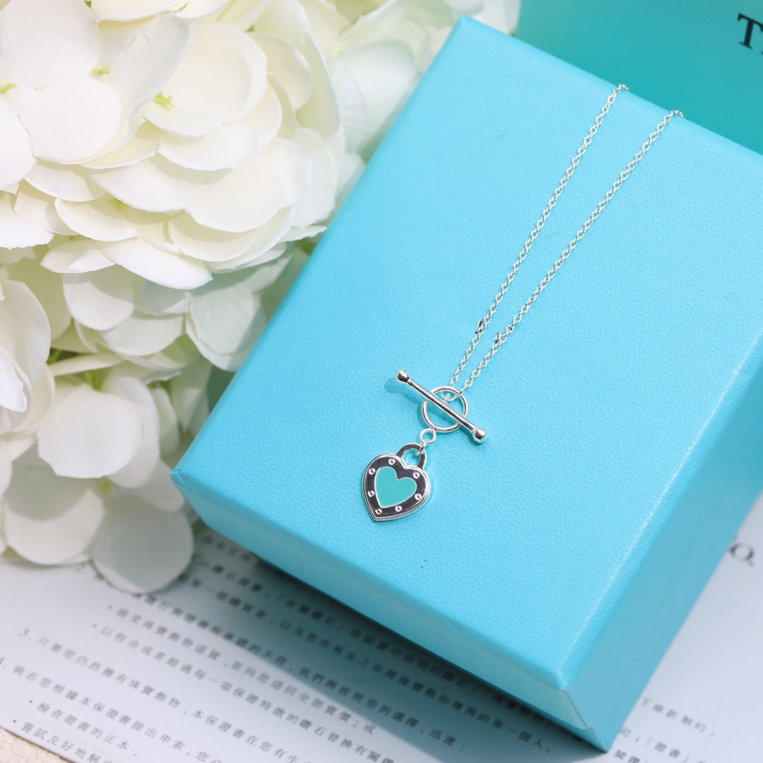 [Marins]DOUBLE HEART BLUE NECKLACE