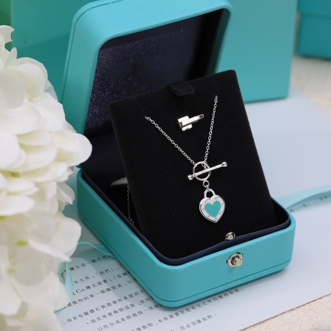 [Marins]DOUBLE HEART BLUE NECKLACE