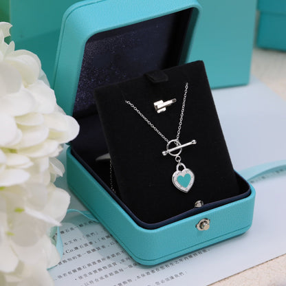 [Marins]DOUBLE HEART BLUE NECKLACE