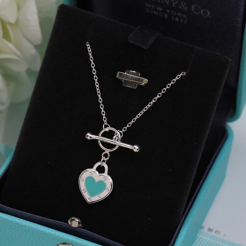 [Marins]DOUBLE HEART BLUE NECKLACE
