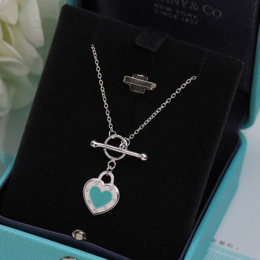 [Marins]DOUBLE HEART BLUE NECKLACE