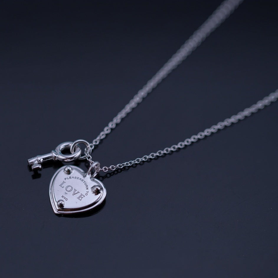 [Marins]KEY AND HEART SILVER NECKLACE