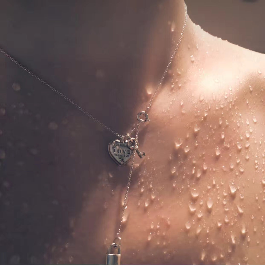 [Marins]KEY AND HEART SILVER NECKLACE