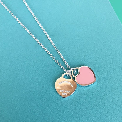 [Marins]DOUBLE HEART PEDANT SILVER NECKLACE