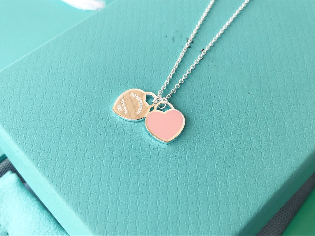 [Marins]DOUBLE HEART PEDANT SILVER NECKLACE