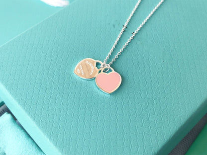 [Marins]DOUBLE HEART PEDANT SILVER NECKLACE
