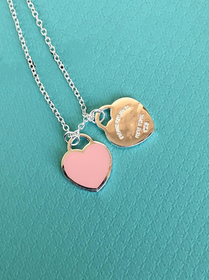 [Marins]DOUBLE HEART PEDANT SILVER NECKLACE