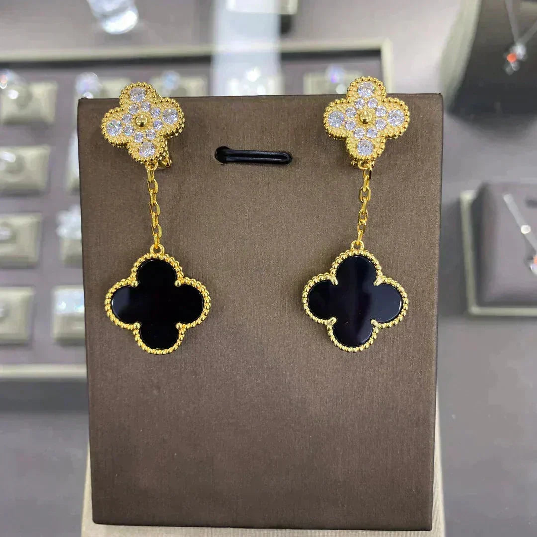 [Marins]CLOVER  2 MOTIFS  DIAMOND  EARRINGS (MULTIPLE CHOICESç´