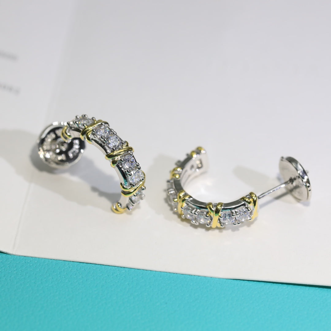 [Marins]TWENTY STONE HOOP GOLD EARRINGS