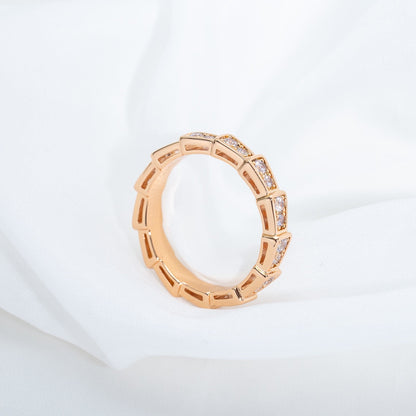 [Marins]SERPENTI RING PINK GOLD DIAMOND PAVED 3MM