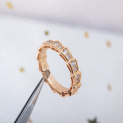 [Marins]SERPENTI RING PINK GOLD DIAMOND PAVED 3MM