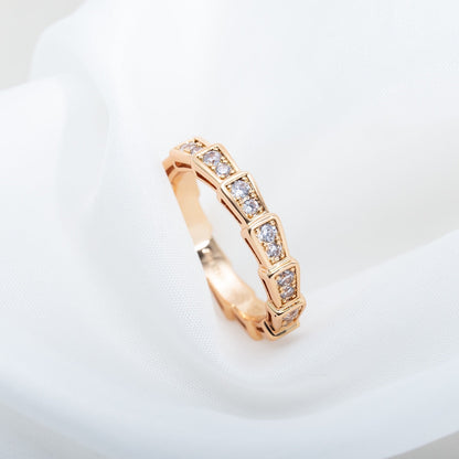 [Marins]SERPENTI RING PINK GOLD DIAMOND PAVED 3MM