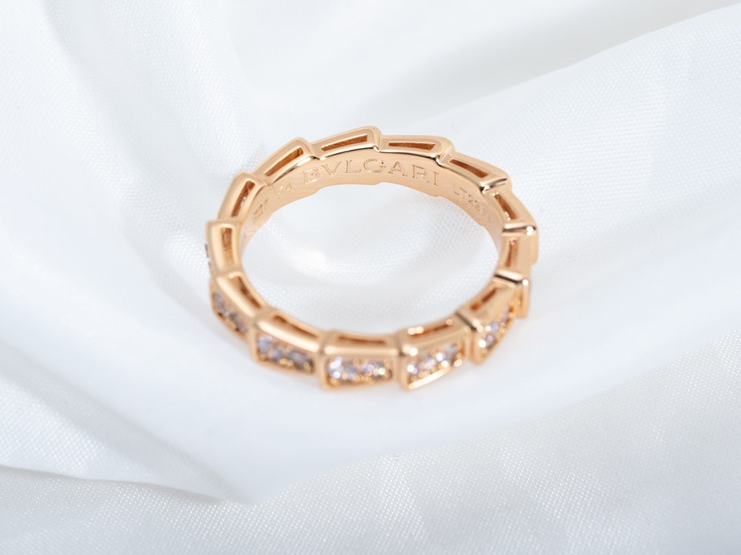 [Marins]SERPENTI RING PINK GOLD DIAMOND PAVED 3MM