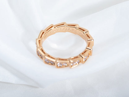 [Marins]SERPENTI RING PINK GOLD DIAMOND PAVED 3MM
