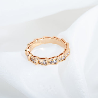 [Marins]SERPENTI RING PINK GOLD DIAMOND PAVED 3MM