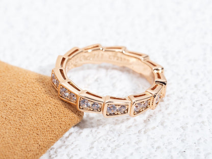 [Marins]SERPENTI RING PINK GOLD DIAMOND PAVED 3MM