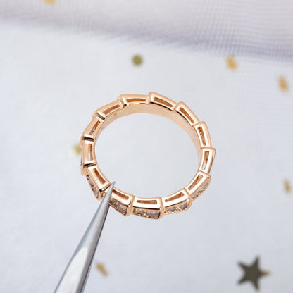 [Marins]SERPENTI RING PINK GOLD DIAMOND PAVED 3MM