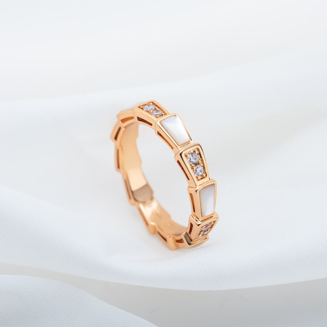 [Marins]SERPENTI RING PINK GOLD DIAMOND MOP 3MM