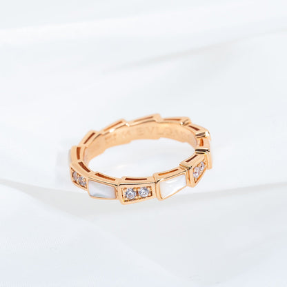 [Marins]SERPENTI RING PINK GOLD DIAMOND MOP 3MM