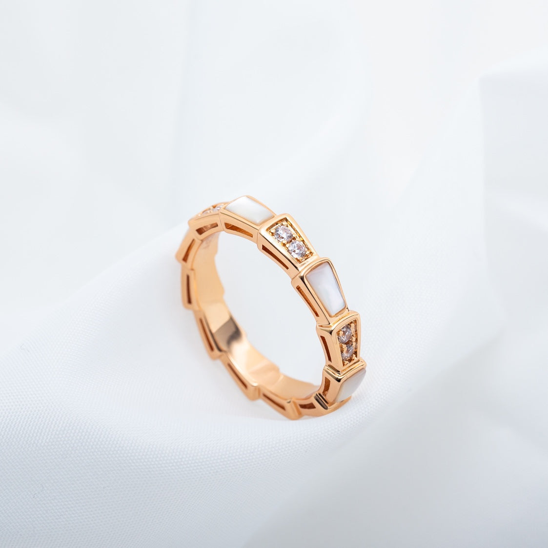 [Marins]SERPENTI RING PINK GOLD DIAMOND MOP 3MM