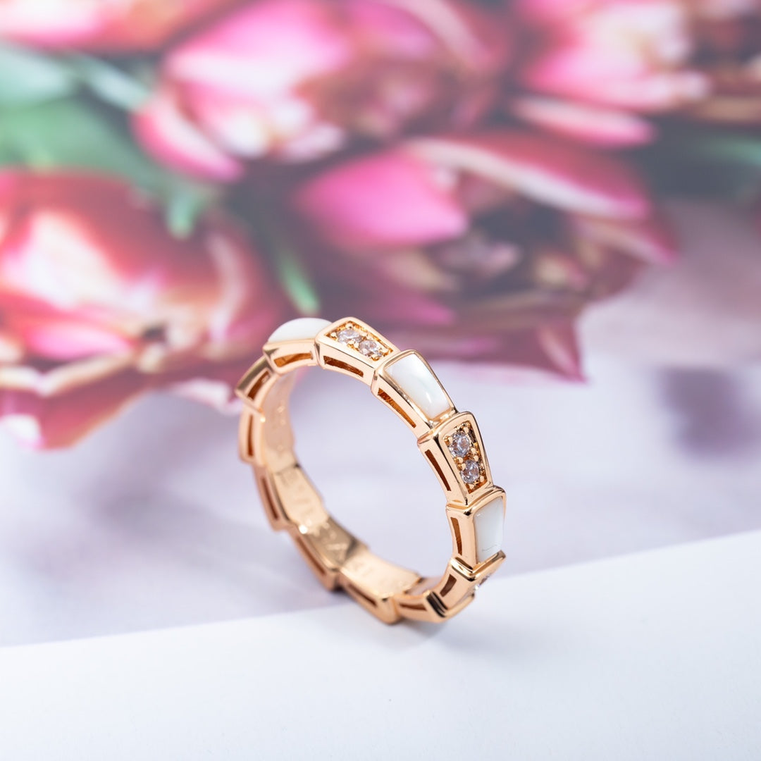 [Marins]SERPENTI RING PINK GOLD DIAMOND MOP 3MM