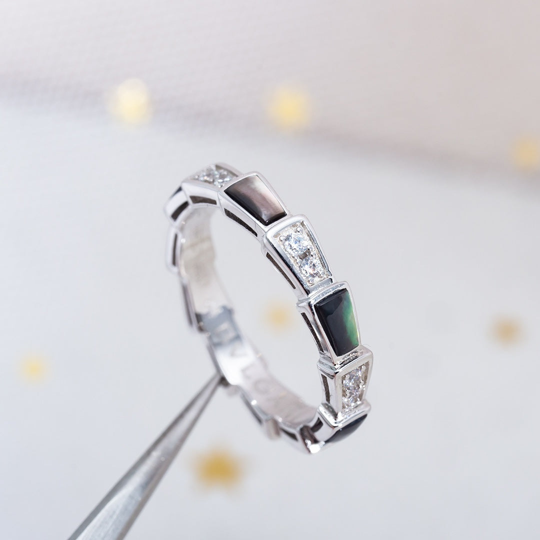 [Marins]SERPENTI RING SILVER  DIAMOND BLACK MOP 3MM
