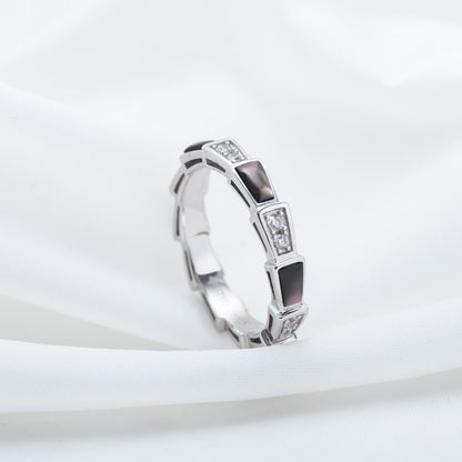 [Marins]SERPENTI RING SILVER  DIAMOND BLACK MOP 3MM