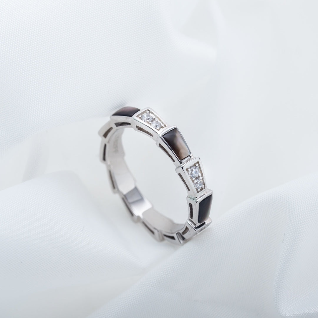 [Marins]SERPENTI RING SILVER  DIAMOND BLACK MOP 3MM