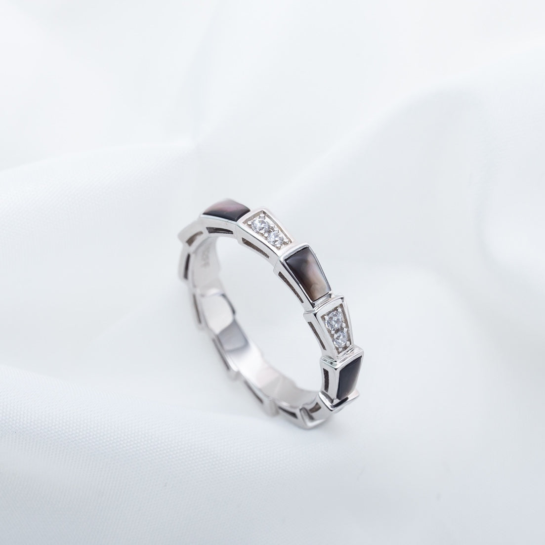 [Marins]SERPENTI RING SILVER  DIAMOND BLACK MOP 3MM