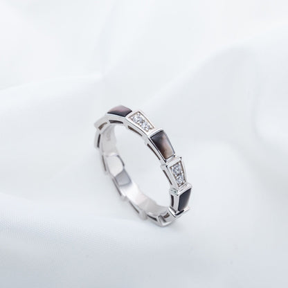 [Marins]SERPENTI RING SILVER  DIAMOND BLACK MOP 3MM