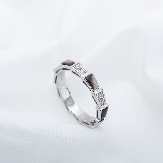 [Marins]SERPENTI RING SILVER  DIAMOND BLACK MOP 3MM