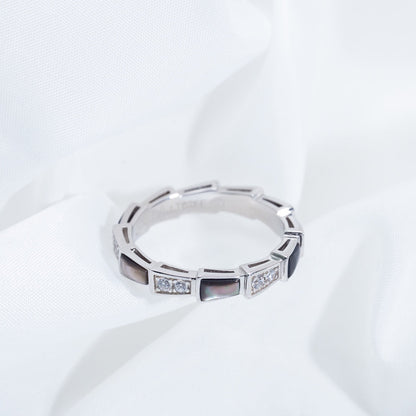 [Marins]SERPENTI RING SILVER  DIAMOND BLACK MOP 3MM