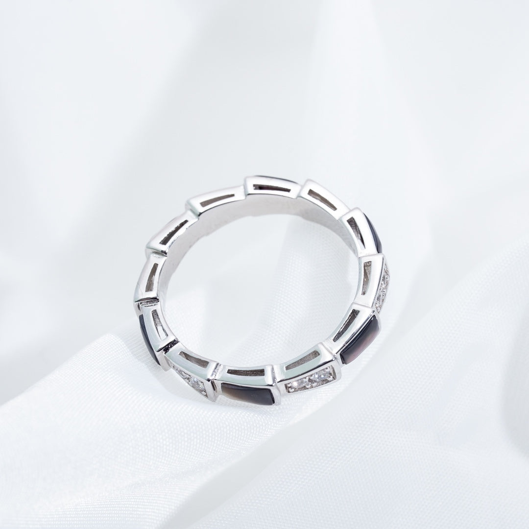 [Marins]SERPENTI RING SILVER  DIAMOND BLACK MOP 3MM