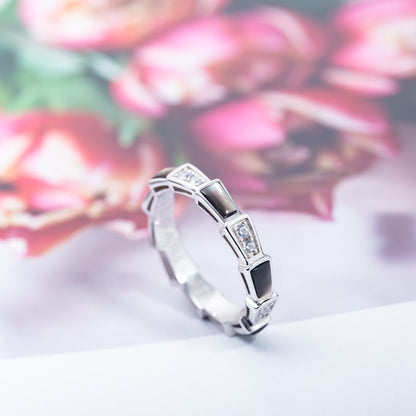 [Marins]SERPENTI RING SILVER  DIAMOND BLACK MOP 3MM
