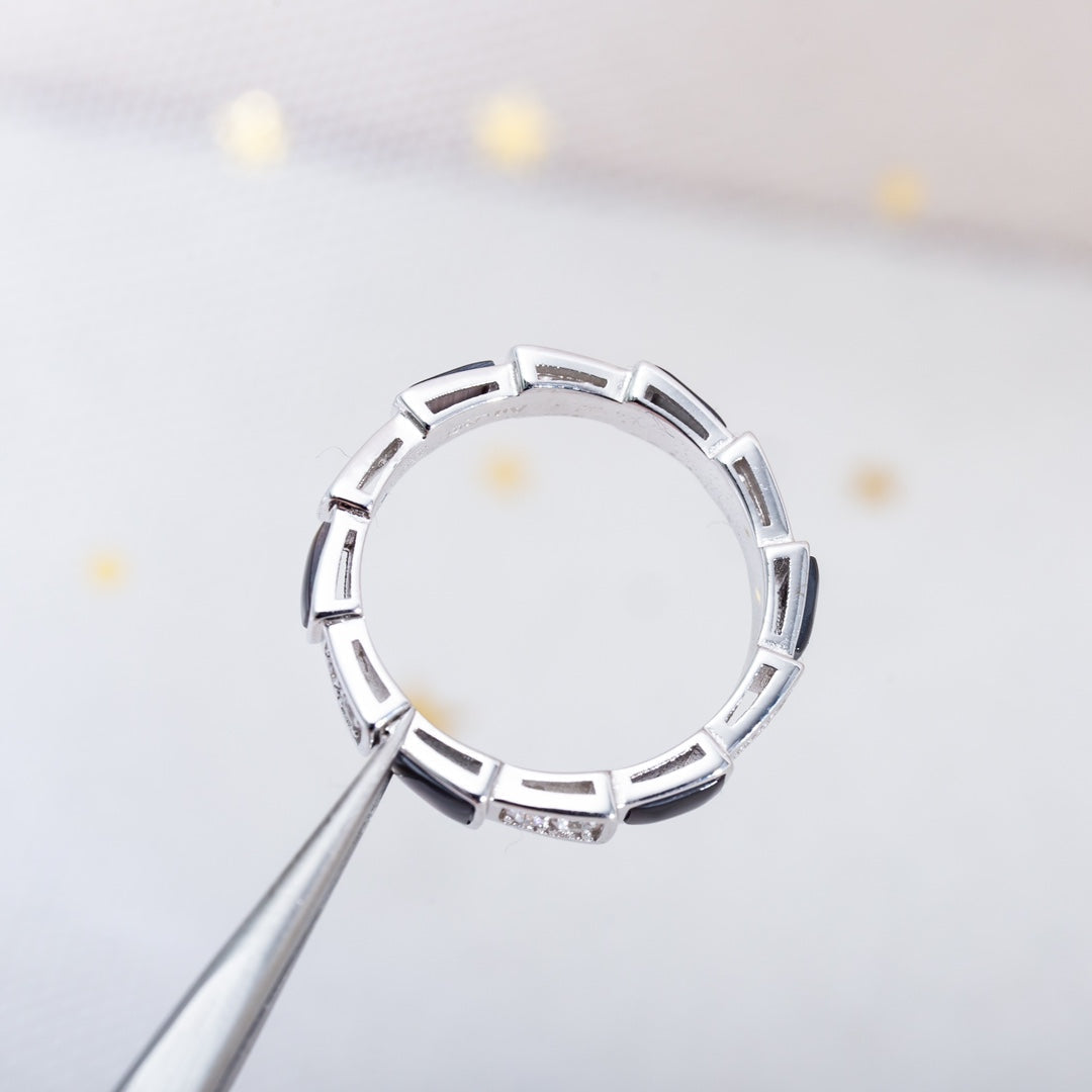 [Marins]SERPENTI RING SILVER  DIAMOND BLACK MOP 3MM