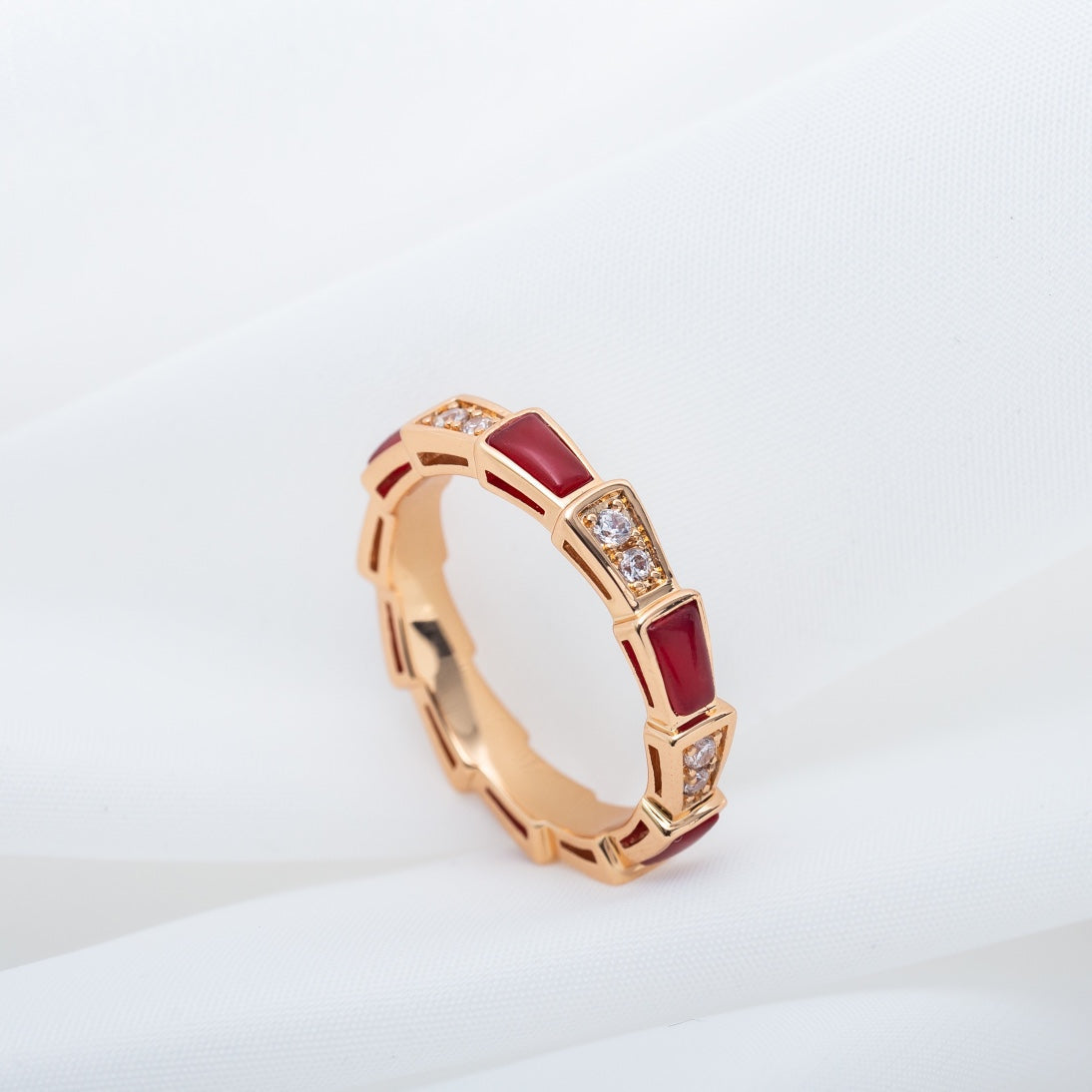 [Marins]SERPENTI RING PINK GOLD CARNELIAN DIAMOND 3MM