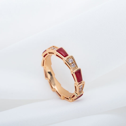 [Marins]SERPENTI RING PINK GOLD CARNELIAN DIAMOND 3MM